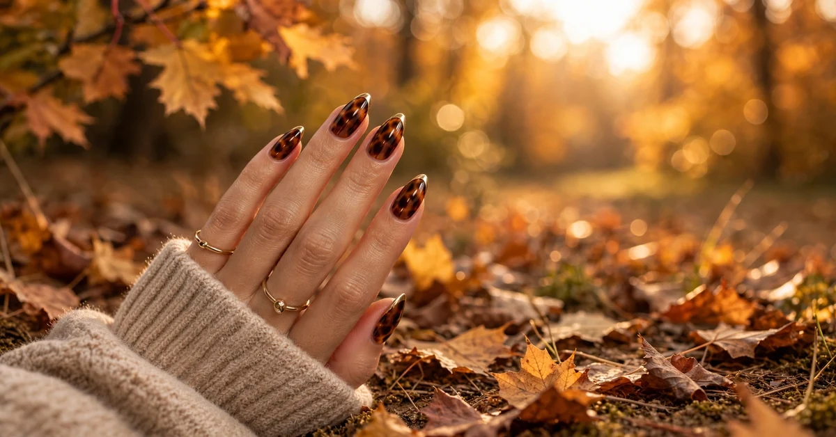 Golden Tortoiseshell French Tip Nails