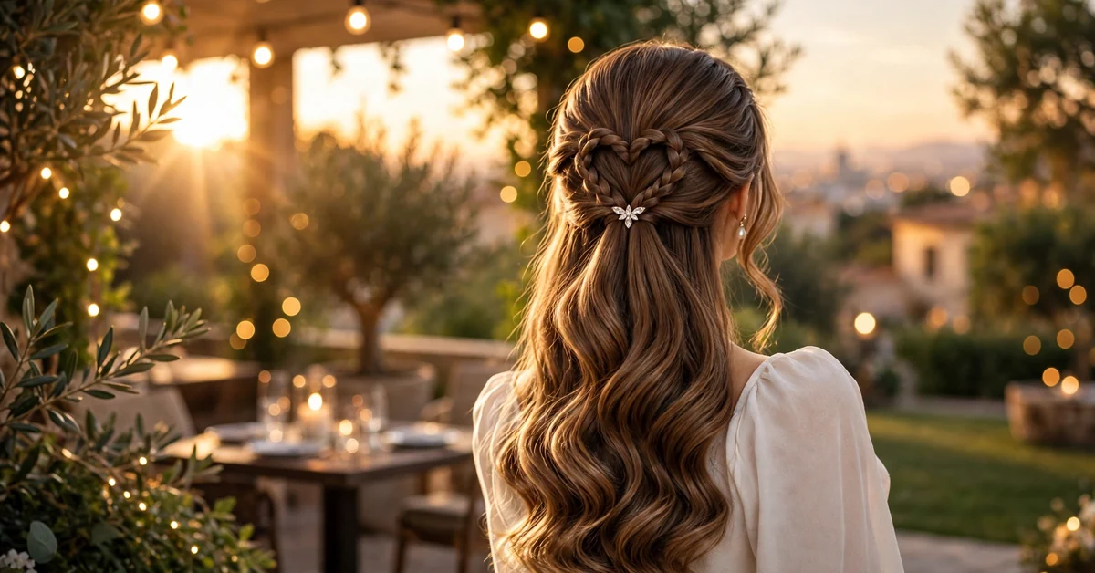 Romantic Heart Braid Half-Up Waves