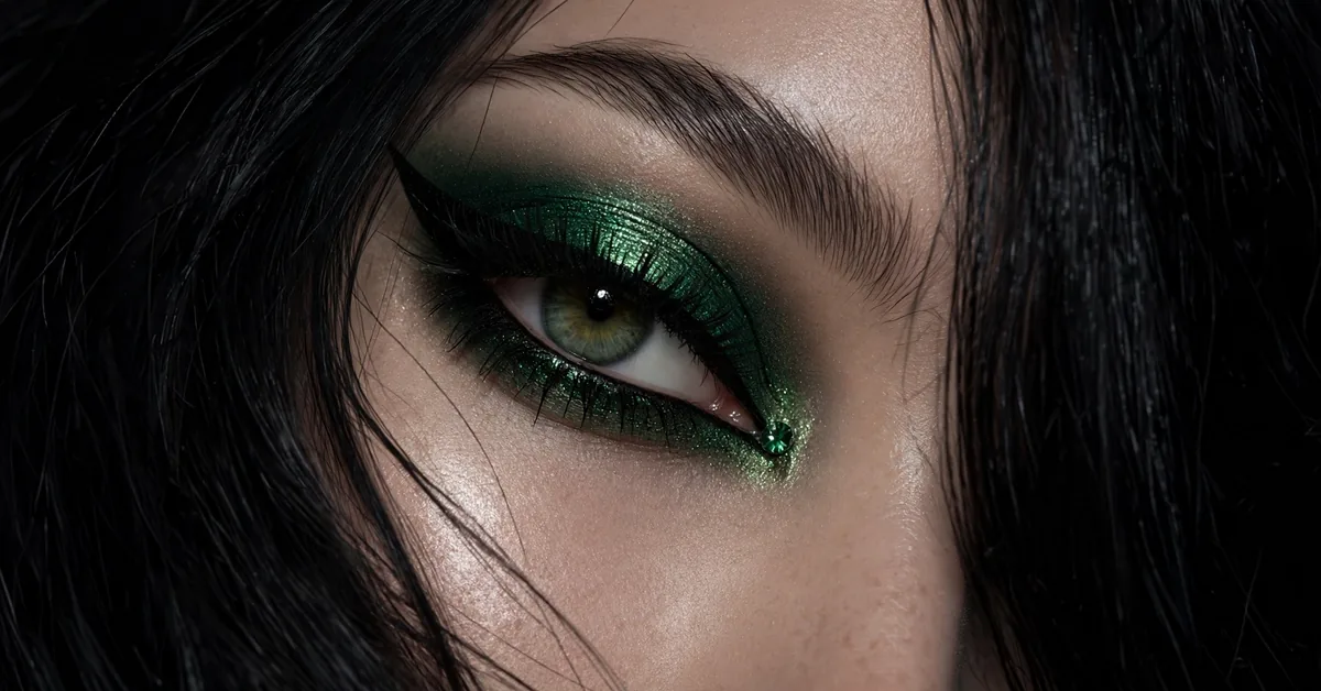 Deep Emerald Jewel Siren Eye | Gothic Glam Makeup