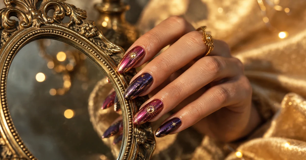 Celestial Chrome Nail Art Ideas — fall beauty ideas