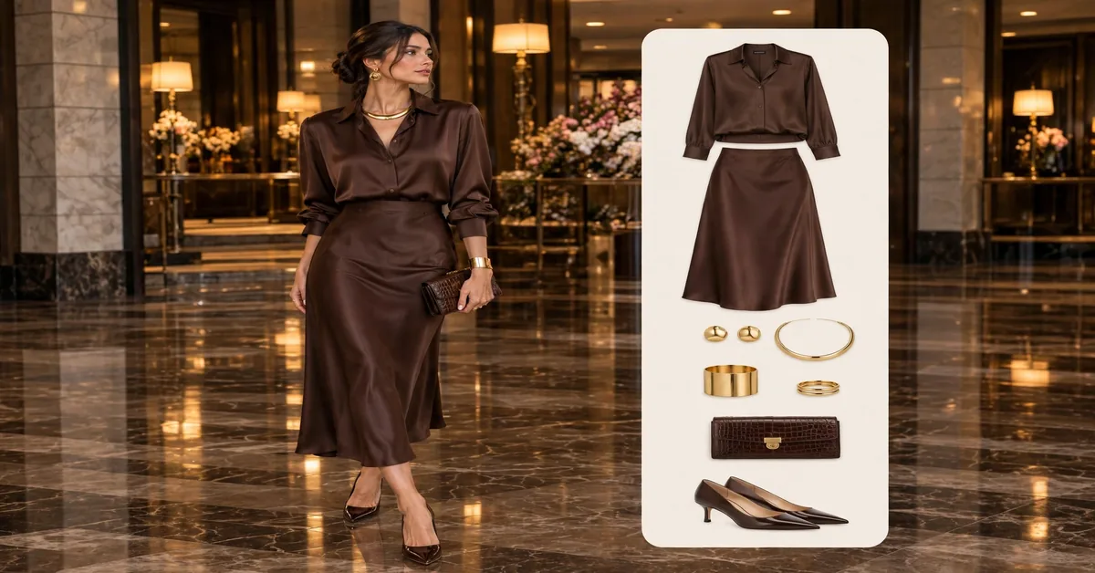 Monochrome Chic: Deep Espresso Brown Evening Elegance