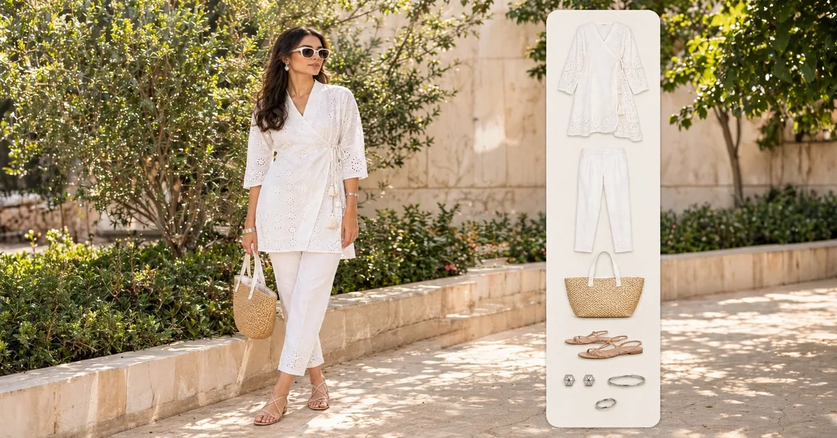 Minimalist Ethnic Chic Crisp White Cotton Angrakha Set