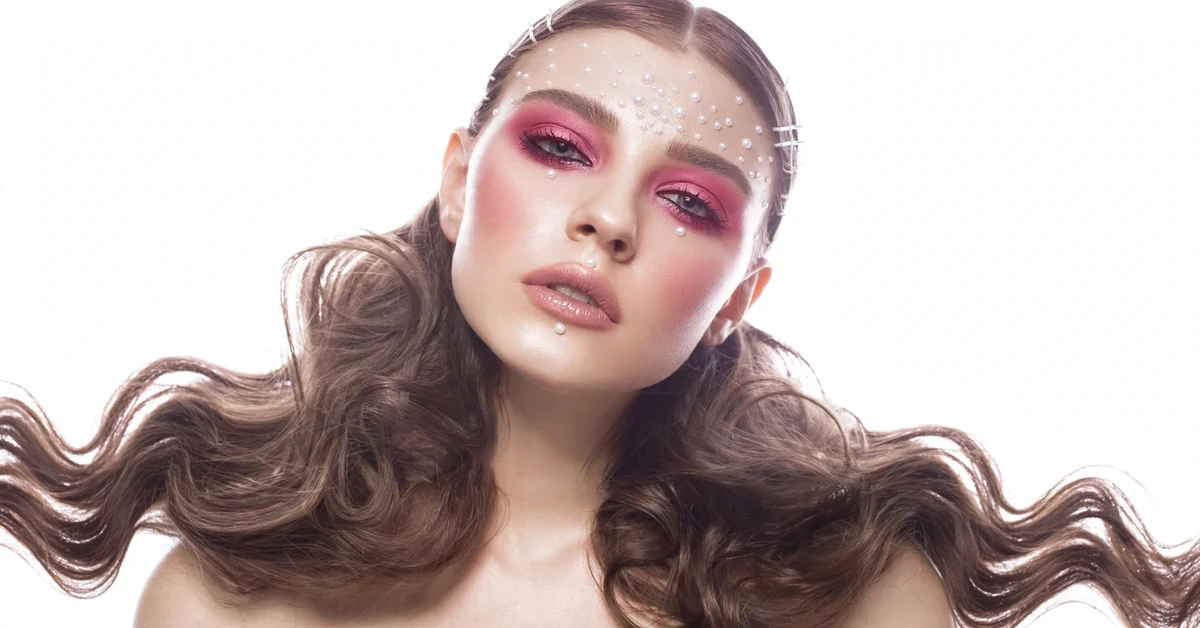 Rose Fairy Glam with pink glitter and pearl forehead embellishments