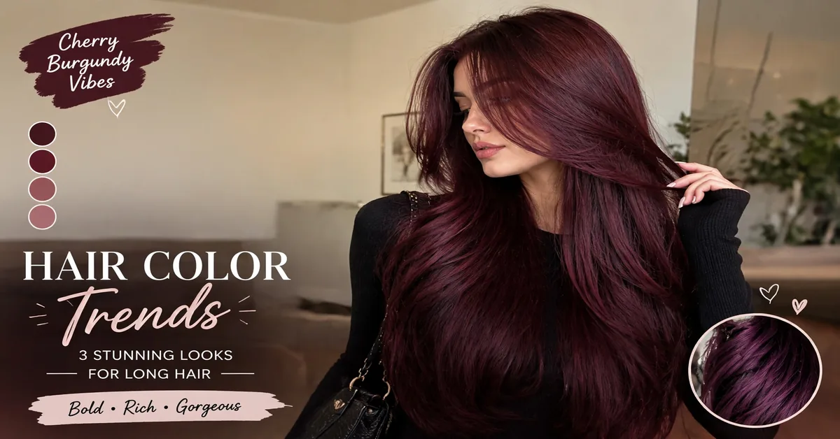Cherry Burgundy Hair Color for Long Hair | Rich Red Hair Trend