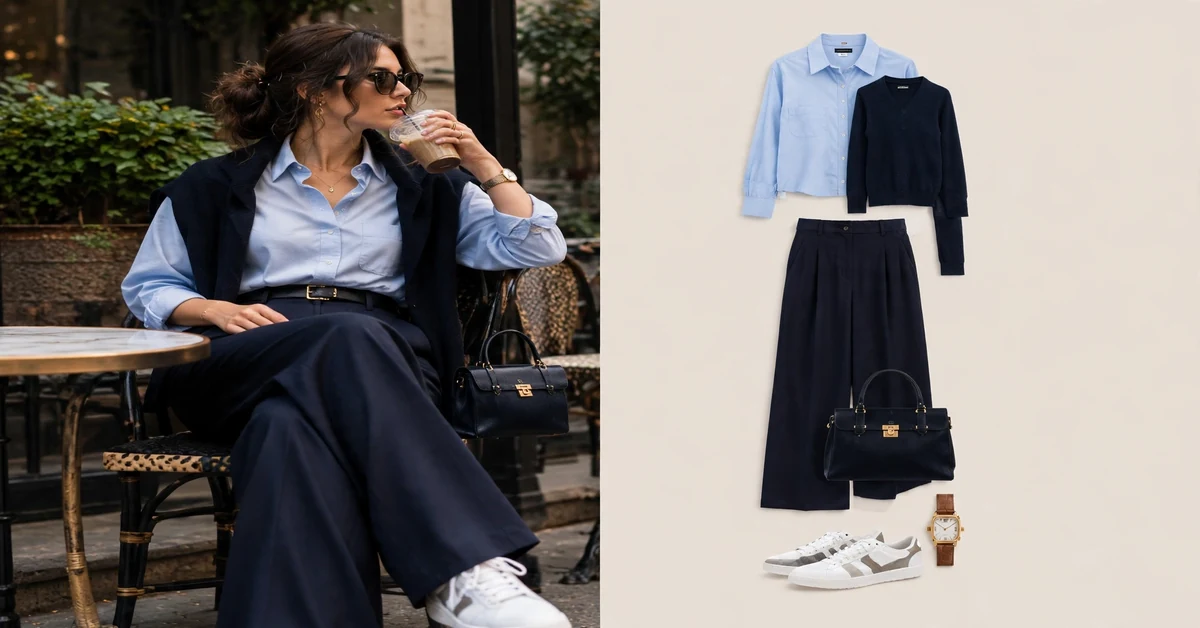 Blue Shirt and Navy Pants Outfit Ideas — quiet luxury fall outfits