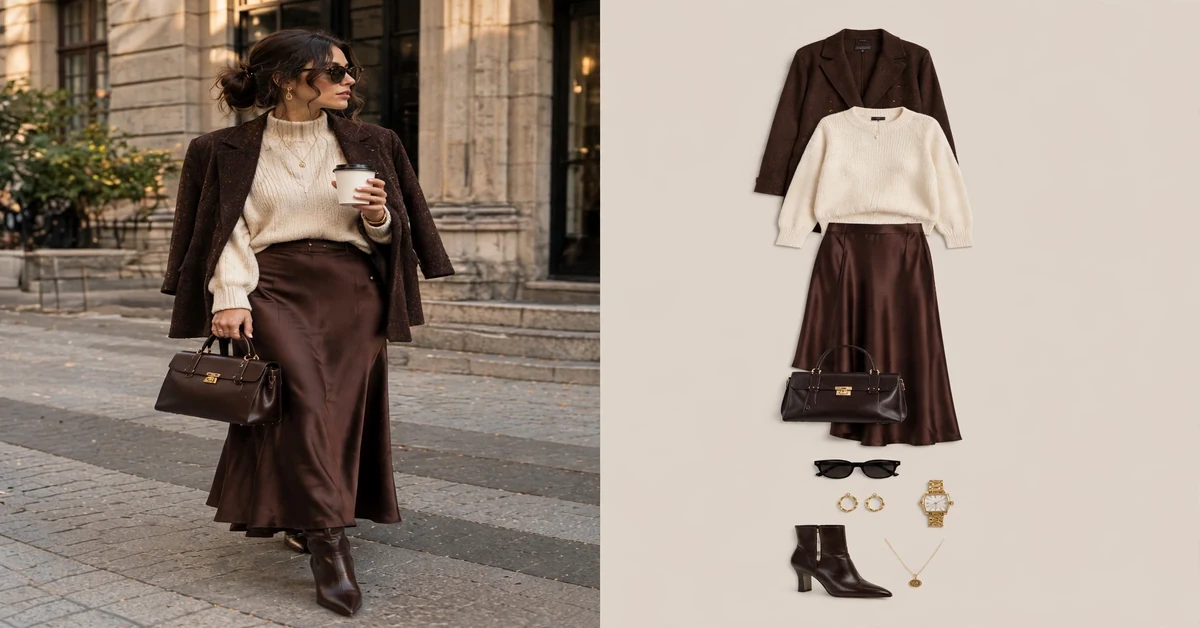 Brown Blazer & Chocolate Skirt Outfit — quiet luxury fall outfits