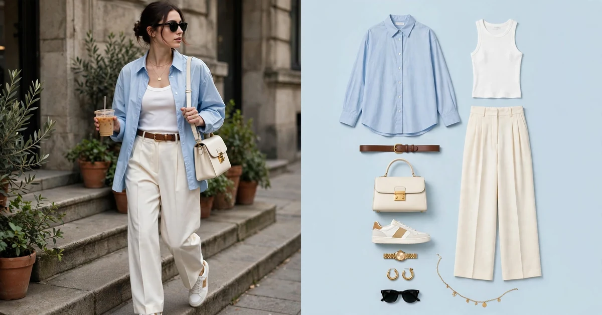Light Blue Shirt & White Pants Outfit Ideas | Effortlessly Chic Style