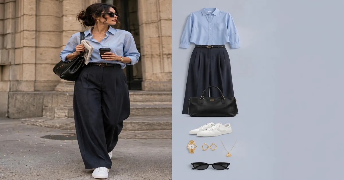 Blue Shirt and Navy Pants Outfit Ideas for Effortlessly Chic Women