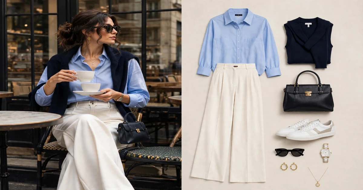 Blue Shirt and White Pants Outfit Ideas — quiet luxury fall outfits