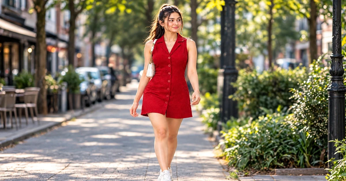 Red mini dress outfit ideas for chic trendy street style