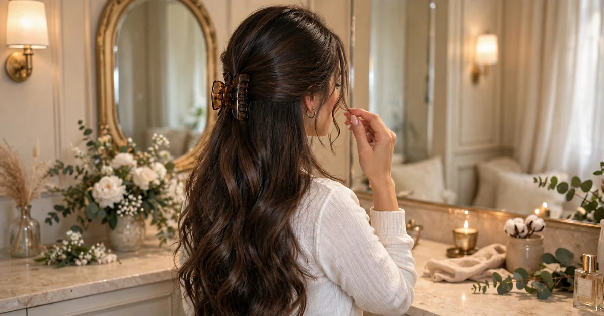 Long Wavy Hairstyle Ideas | Soft Brunette Waves & Elegant Hair Accessories