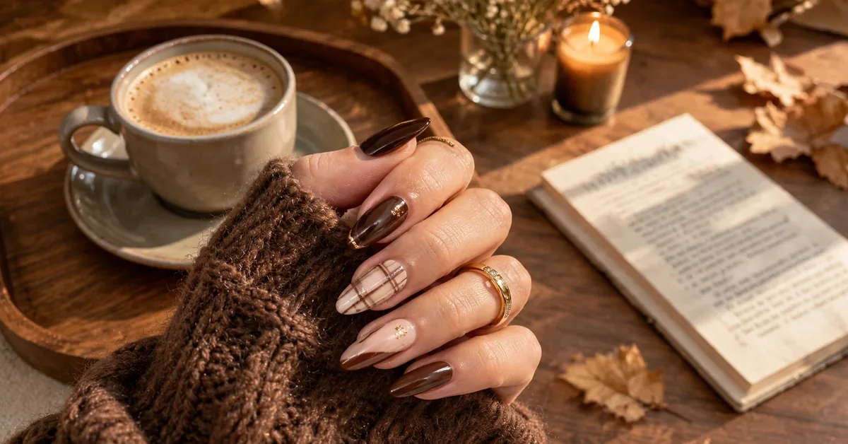 Chocolate Brown Fall Nails | Cozy Autumn Nail Idea