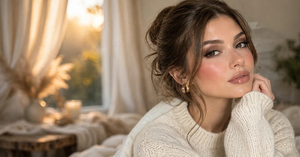 Soft Glam Makeup Look with Glossy Nude Lips — everyday beauty idea